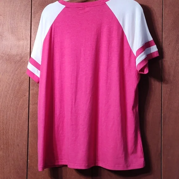 Hot Pink and White Sporty Tee - Picture 4 of 4